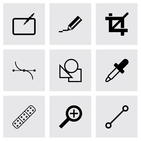 Conjunto de iconos de diseño gráfico negro vectorial — Vector de stock