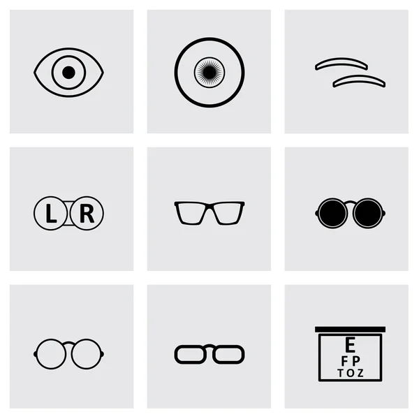Conjunto de iconos de optometría negra vectorial — Vector de stock