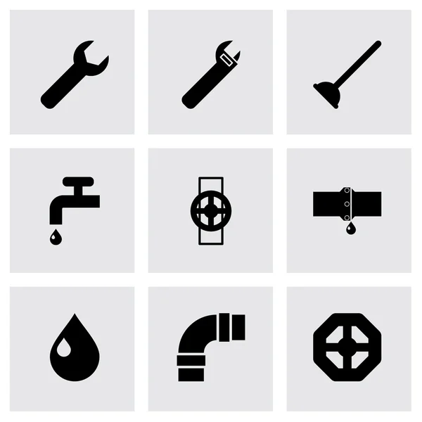 Vector zwarte sanitair icons set — Stockvector