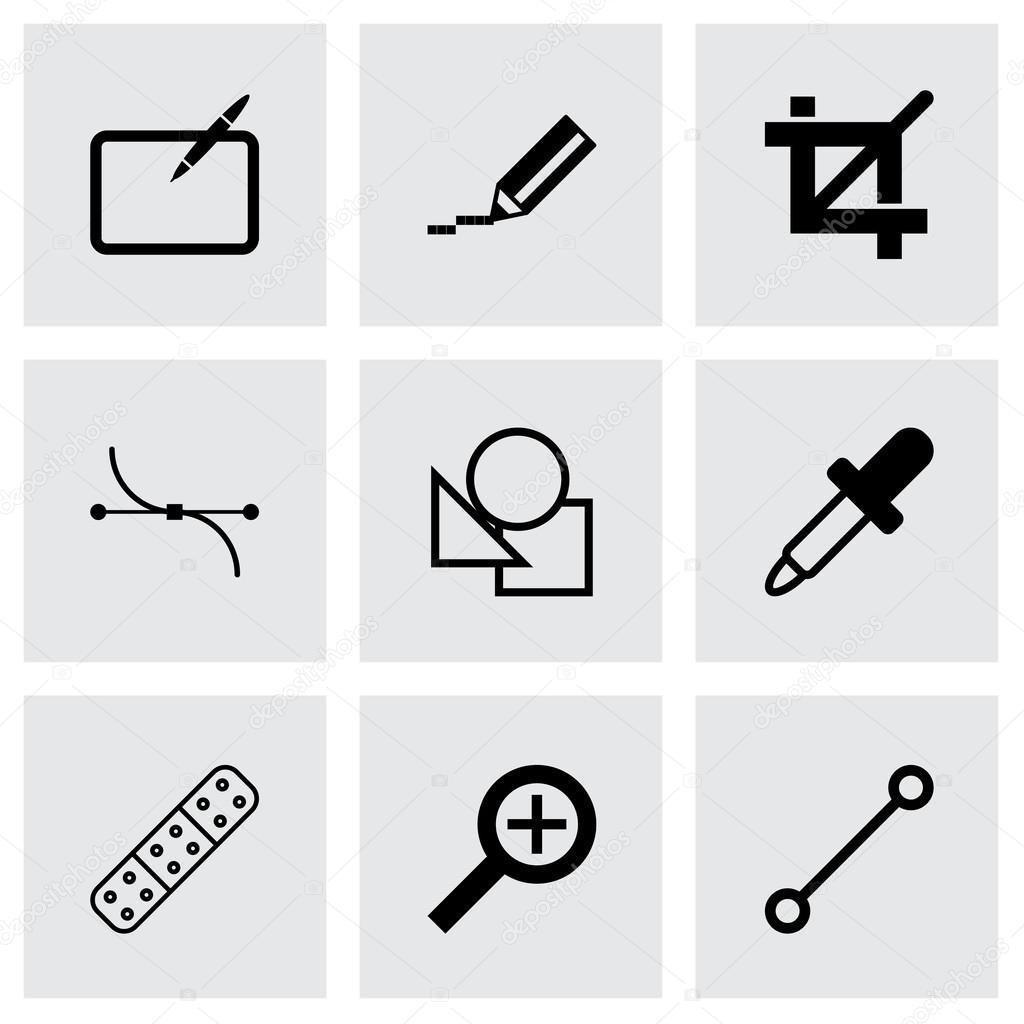 Vector black graphic design icons set