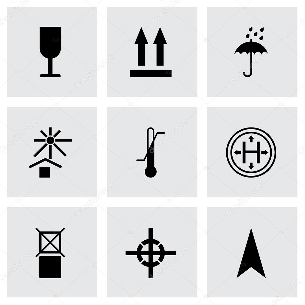 Vector black marking of cargo icons set