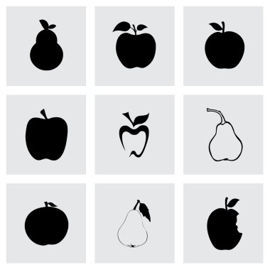 vektör siyah elma ve armut Icons set