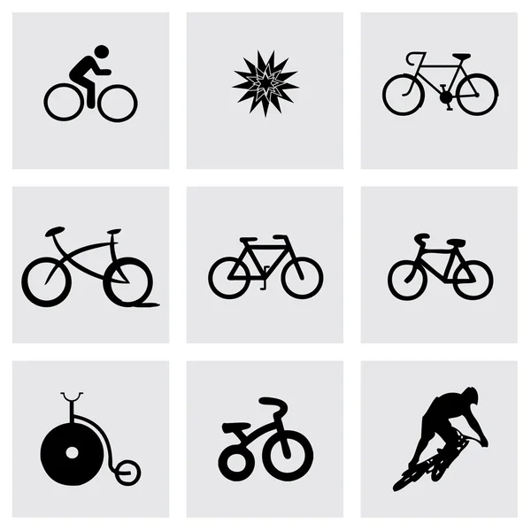 Ensemble d'icônes vélo noir vectoriel — Image vectorielle