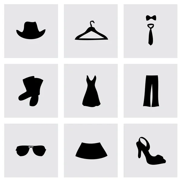 Vector black clothes icons set — Stock Vector