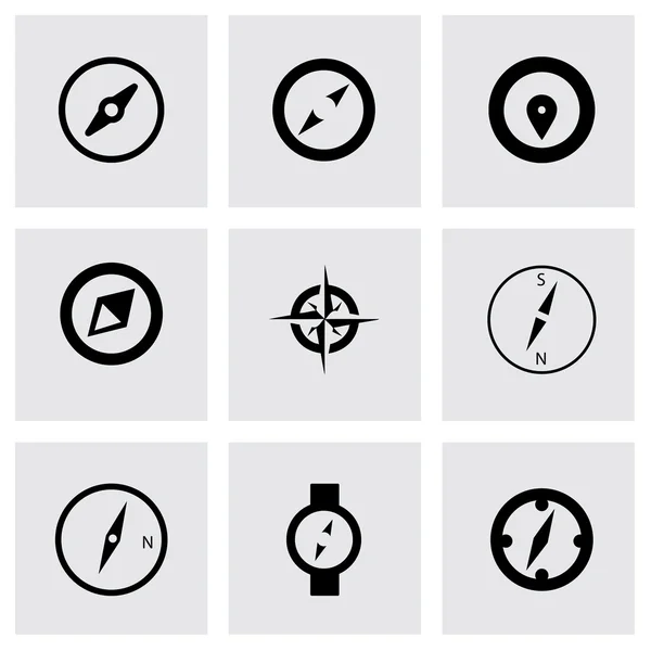 Vector black compass icons set — Stock Vector