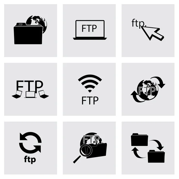 Vector black FTP  icons set — Stock Vector