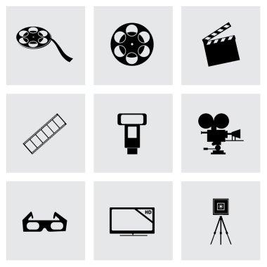 siyah vektör sinema simgeler kümesi