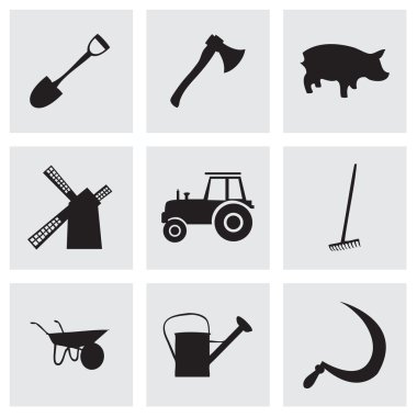 vektör ikonlar tarım siyah set