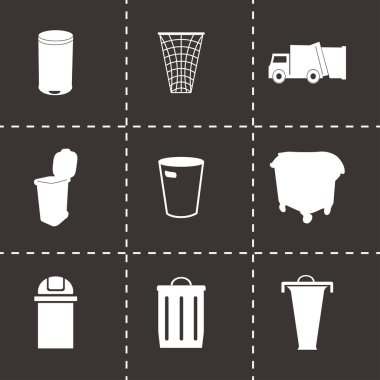 vektör siyah çöp simgeler kümesi