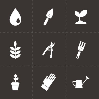 siyah vektör Bahçe simgeler kümesi