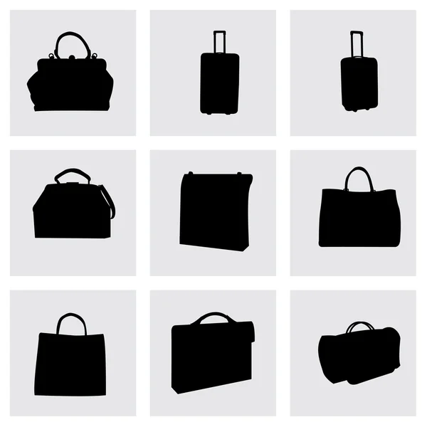 Vector black bag icons set — Stock Vector