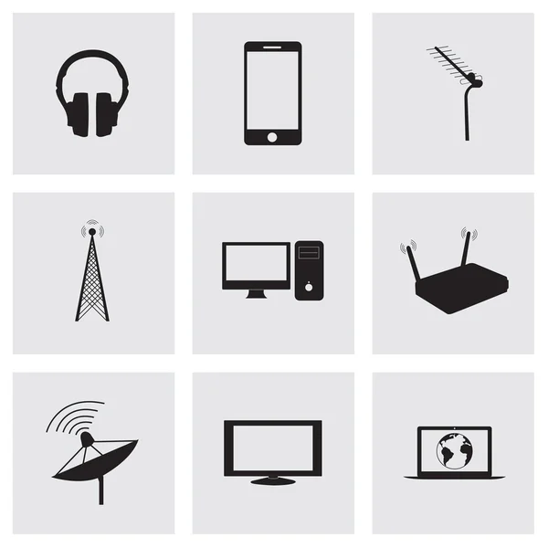 Vector black communication icons set — Stock Vector