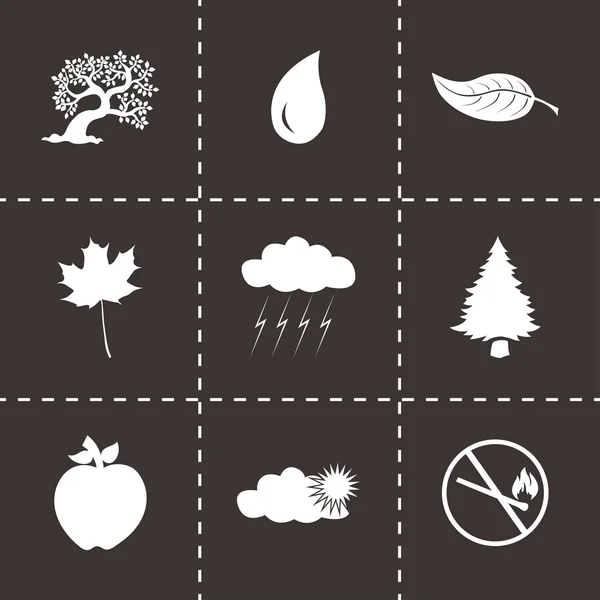 Vector zwarte eco icons set — Stockvector