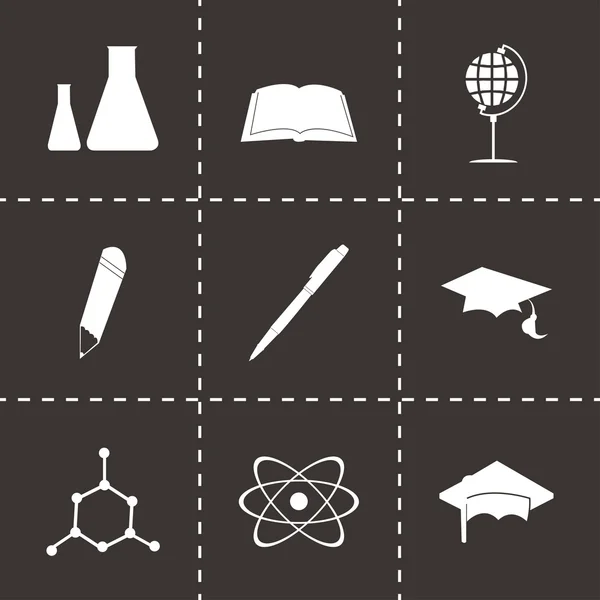 Conjunto de ícones de educação preta vetorial — Vetor de Stock