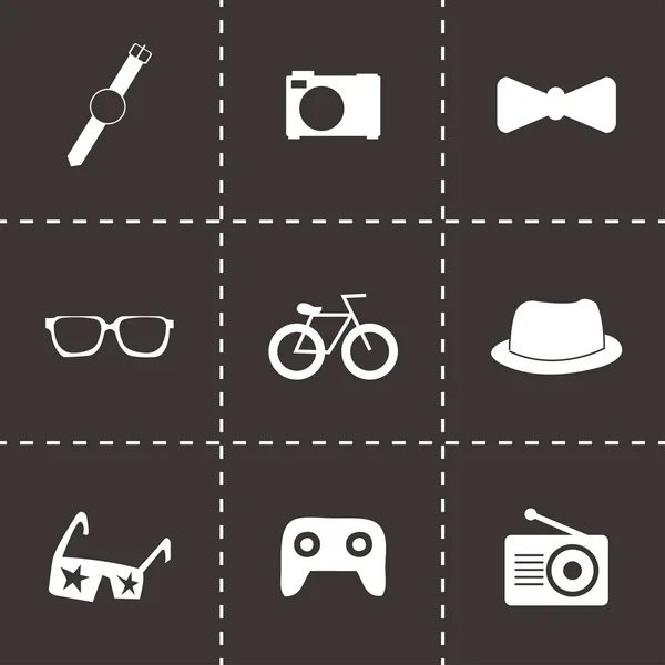 Conjunto de iconos hipster negro vector — Vector de stock