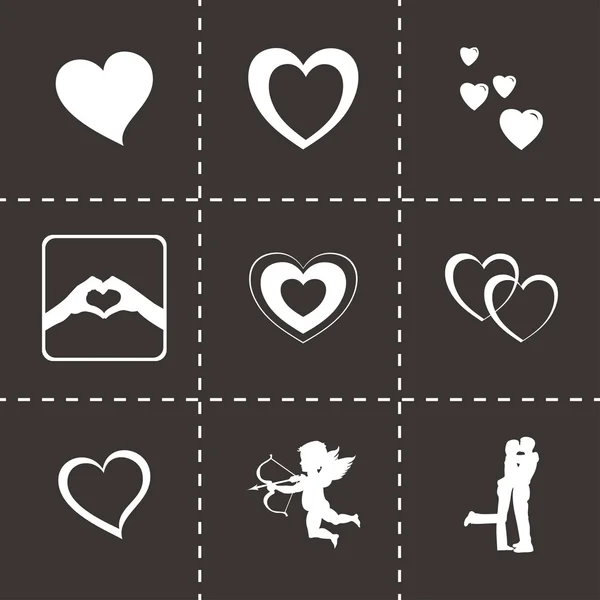 Vector black love icons set — Stock Vector