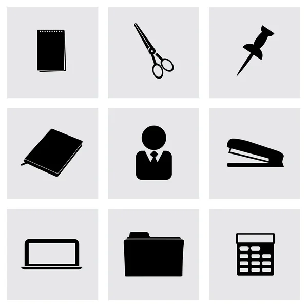 Vector black office icons set — Stock Vector