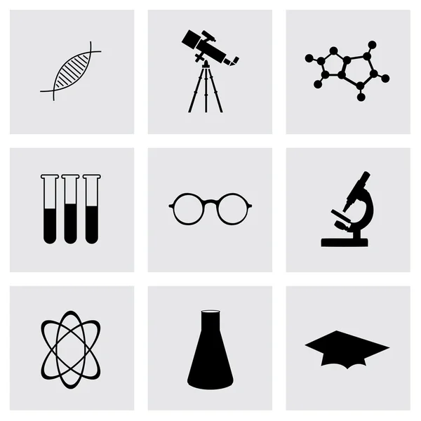 Conjunto de iconos de ciencia negra vectorial — Archivo Imágenes Vectoriales