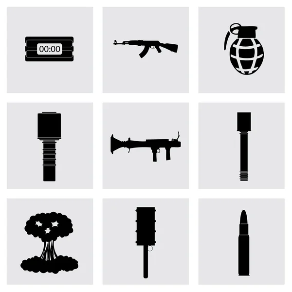 Vector zwarte terrorisme icons set — Stockvector