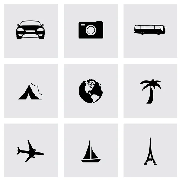Set di icone da viaggio nere vettoriali — Vettoriale Stock