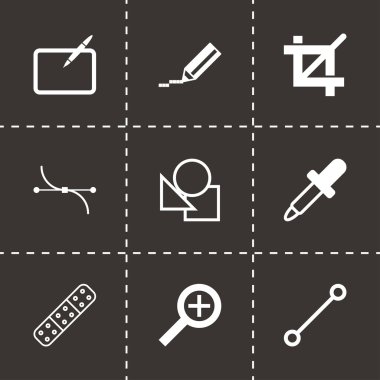 siyah vektör grafik tasarım Icons set
