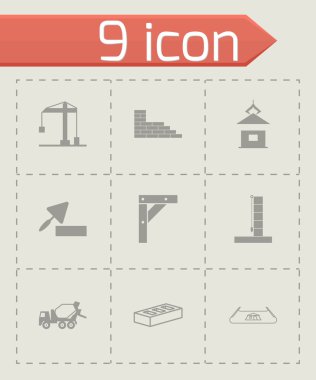 siyah vektör inşaat simgeler kümesi