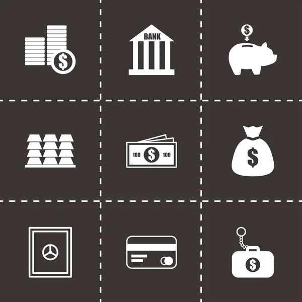 Vector negro banco iconos conjunto — Vector de stock