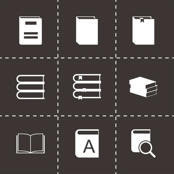 Ensemble d'icônes de livre noir vectoriel — Image vectorielle