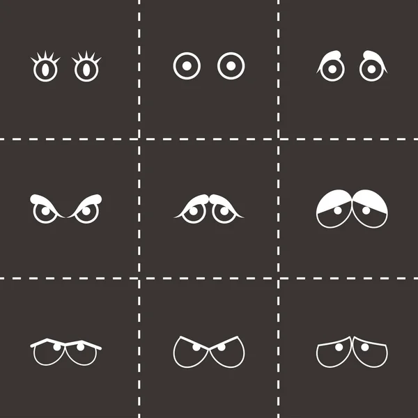 Vektor svart tecknad ögon ikoner set — Stock vektor
