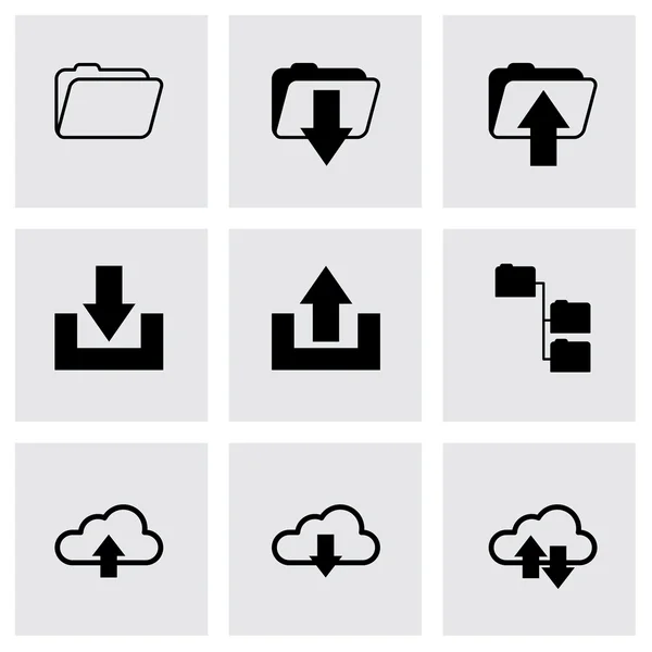 Vector zwarte ftp icons set — Stockvector