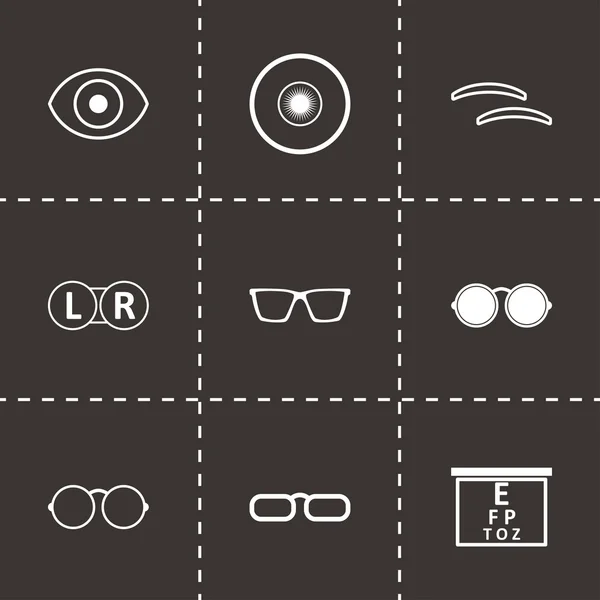 Ensemble d'icônes d'optométrie noire vectorielle — Image vectorielle