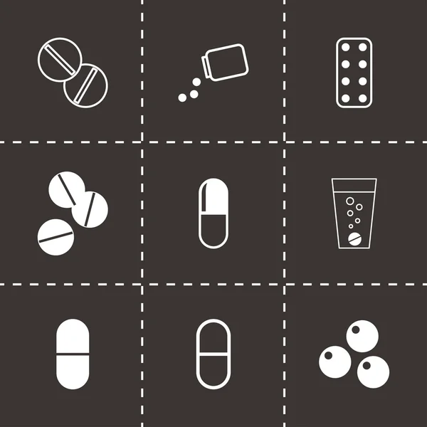 Vecteur noir pilules icônes ensemble — Image vectorielle