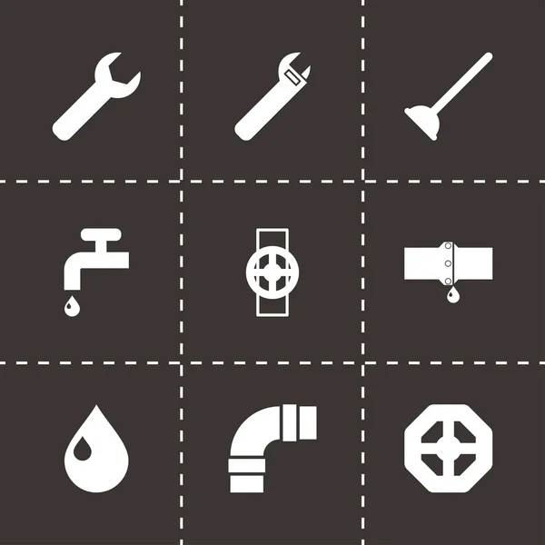 Vector black plumbing icons set — Stock Vector