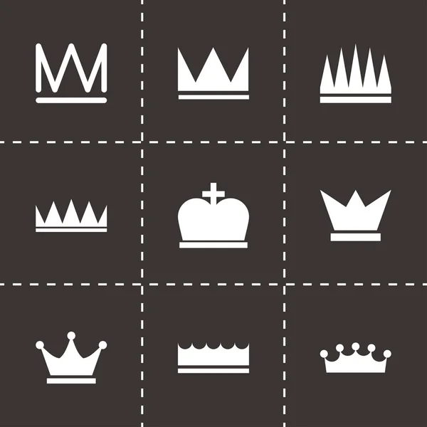 Vector zwarte kroon icons set — Stockvector