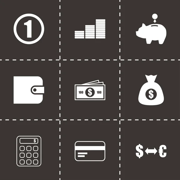 Vector black money icons set — Stock Vector