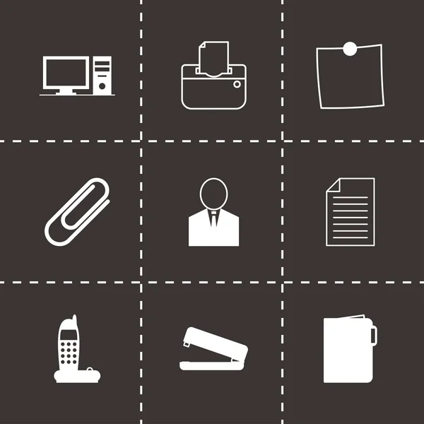 Vector black office icons set — Stock Vector