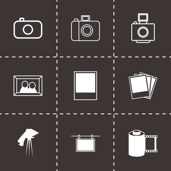 Vector black photo icons set — Stock Vector