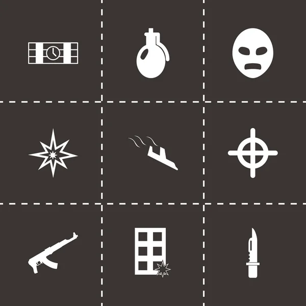 Vector black terrorism icons set — Stock Vector