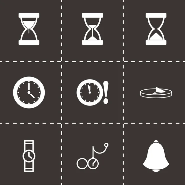 Conjunto de iconos de tiempo negro vectorial — Vector de stock