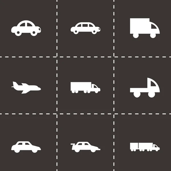 Zestaw ikon pojazdów wektor czarny — Wektor stockowy