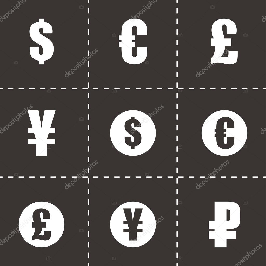 Vector black currency symbols  icons set