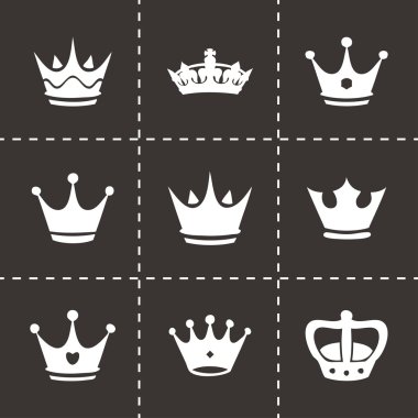 vektör siyah taç simgeler kümesi