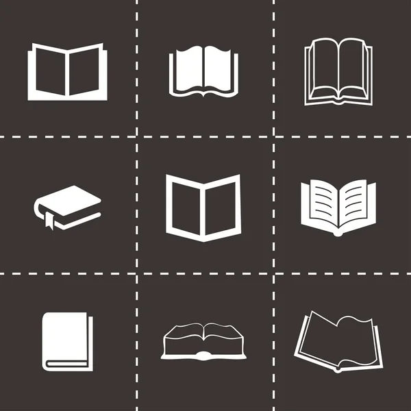 Vector black book icons set — Stock Vector