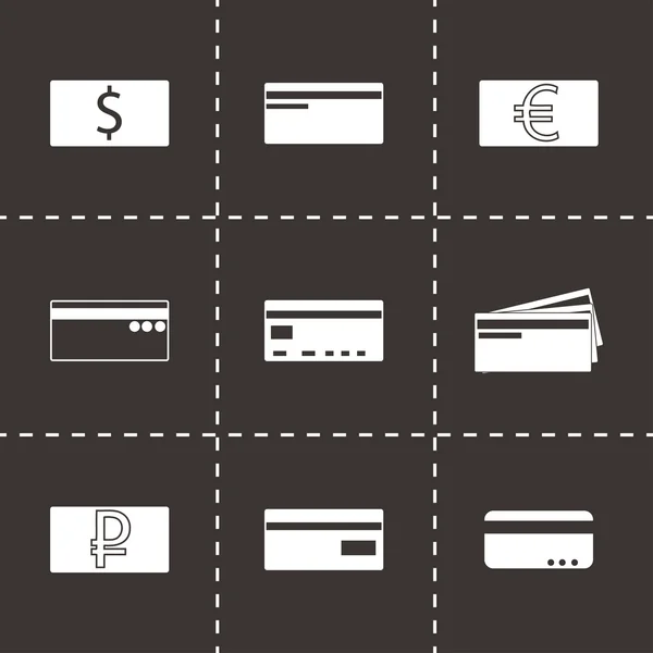 Vector black credit card icons set — Stock Vector