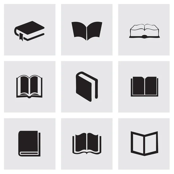 Vector black schoolbook icons set — Stock Vector