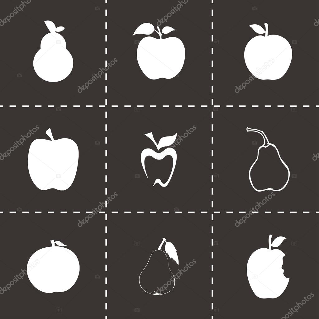 ベクトル黒のリンゴと梨のアイコンを設定します ストックベクター C Annexs
