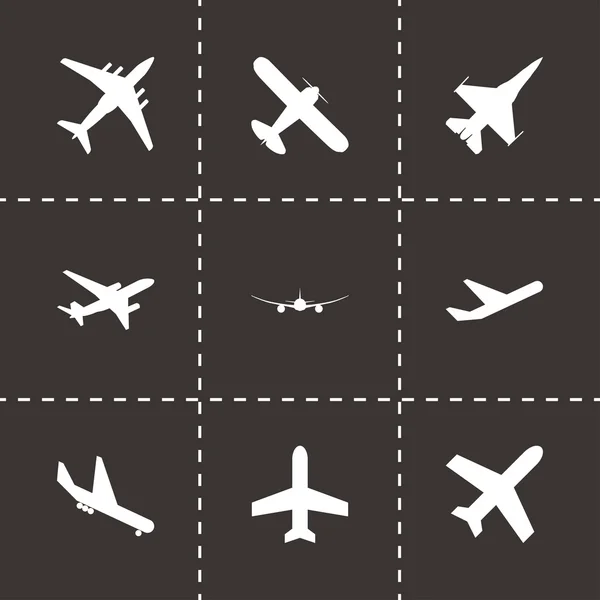 Vektor schwarzes Flugzeug Icon Set — Stockvektor