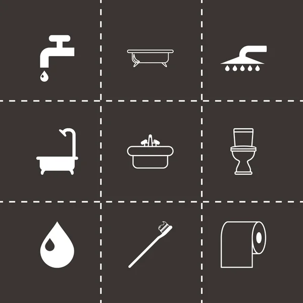 Vector black bathroom icon set — Stock Vector