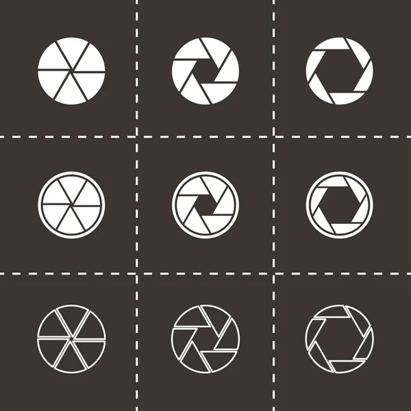 Ensemble d'icônes d'obturateur de caméra noire vectorielle — Image vectorielle
