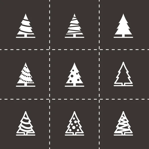 Conjunto de ícones de árvore de Natal preto vetorial — Vetor de Stock